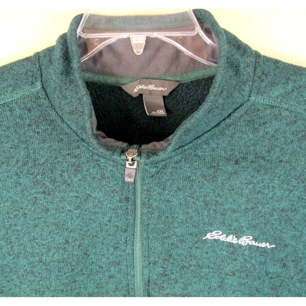 Eddie Bauer 1/2 Zip Pullover Camp Sweater‎ Men's Size XXL Green Polyester
